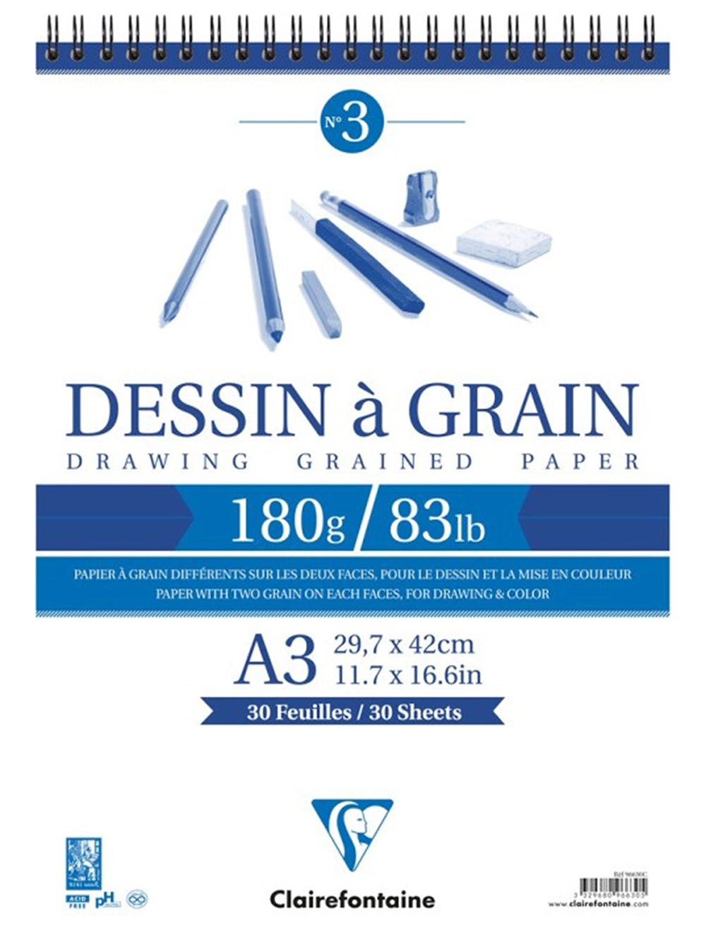 Clairefontaine Dessin A Grain Çizim Blok 180 gr A3 30 Yaprak Spiralli