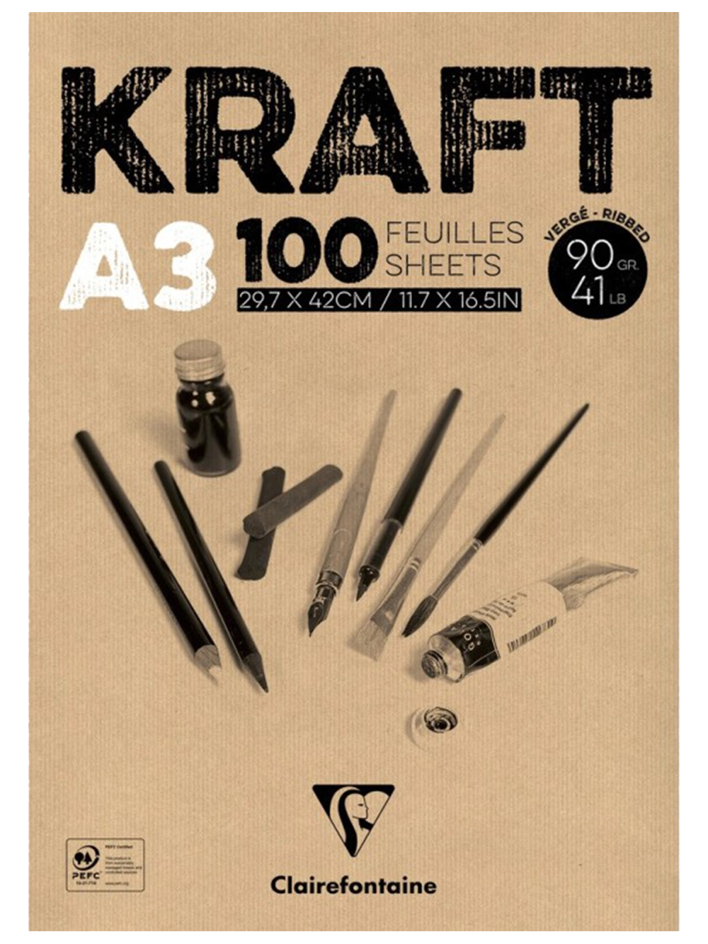 Clairefontaine Kraft Çizim Blok 90 g A3 100 Yaprak