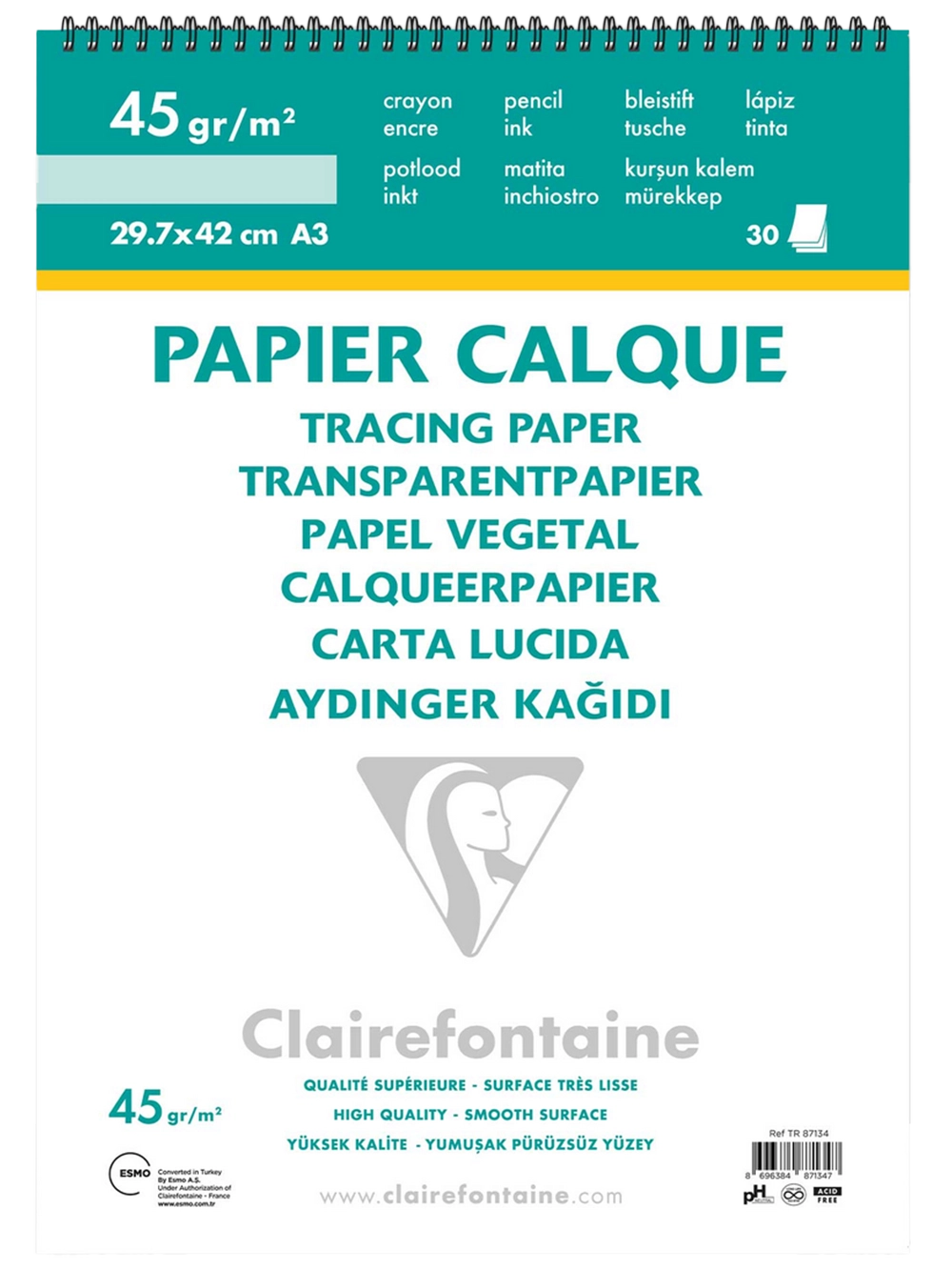 Clairefontaine Aydınger Blok 45 g A3 30 Yaprak Spiralli