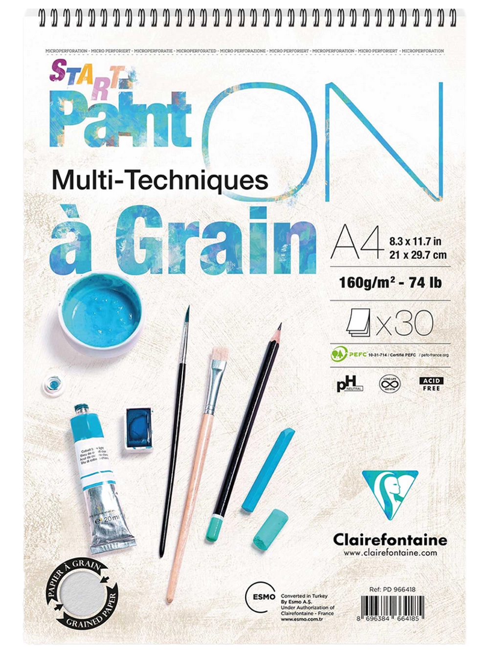 Clairefontaine Paint On A Grain Multi Teknik Blok 160 g A4 30 Yaprak Spiralli