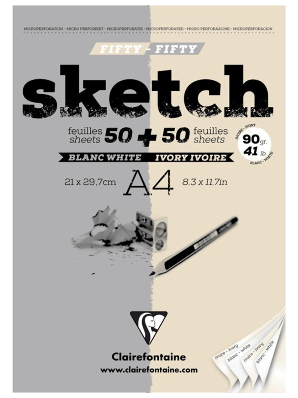 Clairefontaine Blanc & Ivory Eskiz Blok 90 g A4 50+50 Yaprak