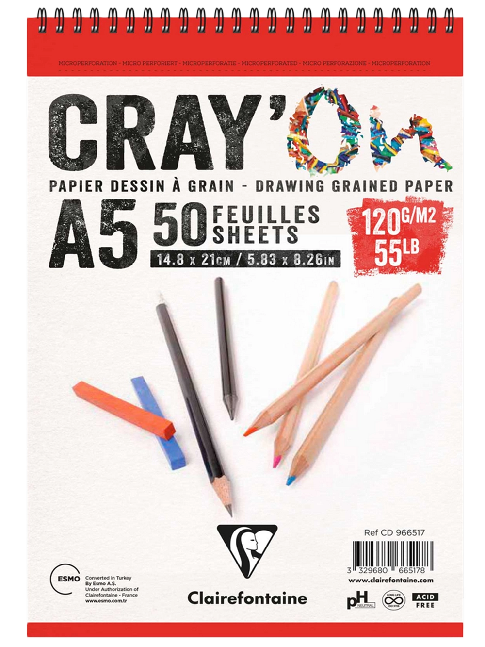 Clairefontaine Cray'On Çizim Blok 120 g A5 50 Yaprak Spiralli
