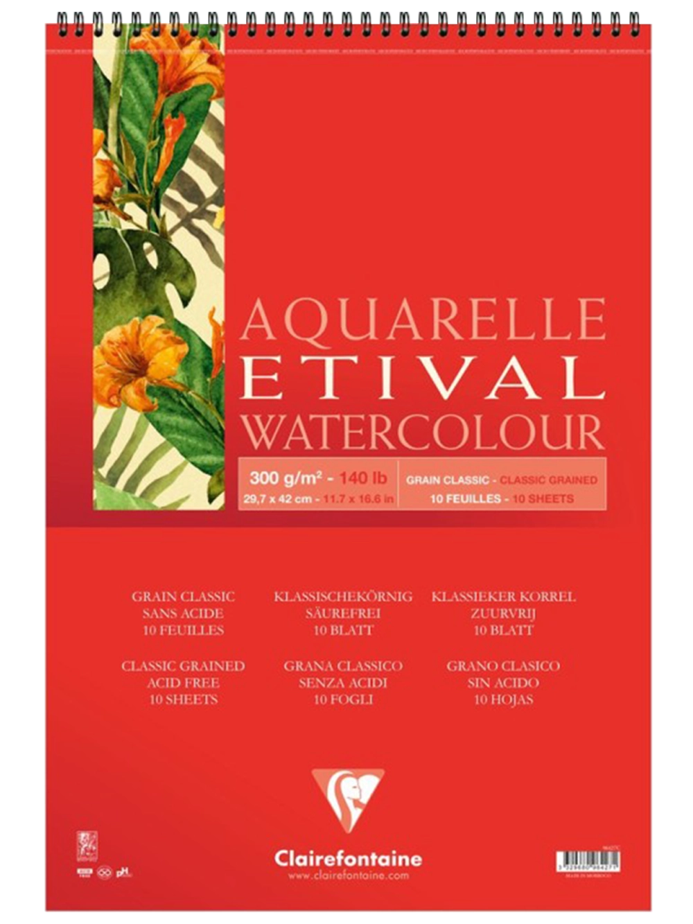 Clairefontaine Etival Klasik Sulu Boya Blok 200 g A3 30 Yaprak Spiralli
