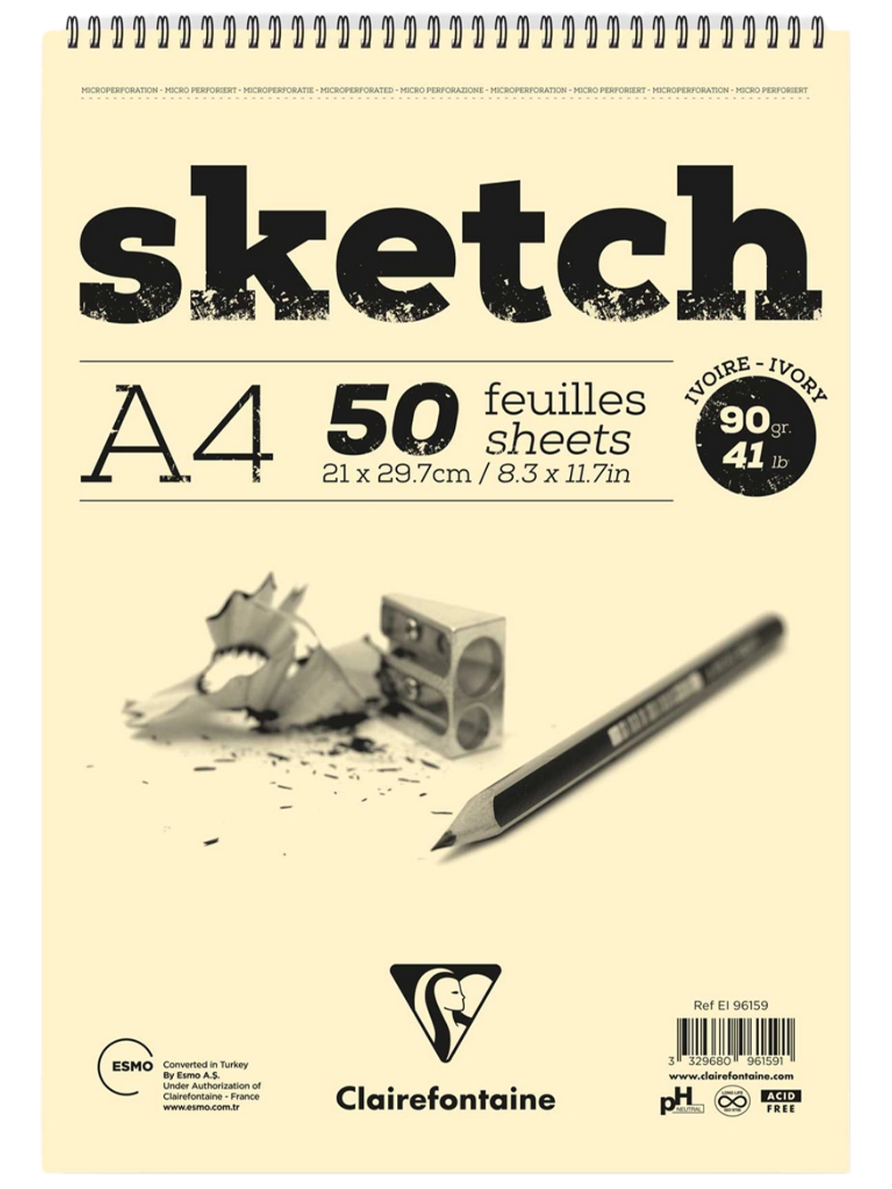 Clairefontaine Ivory Eskiz Blok 90 g A4 50 Yaprak Spiralli