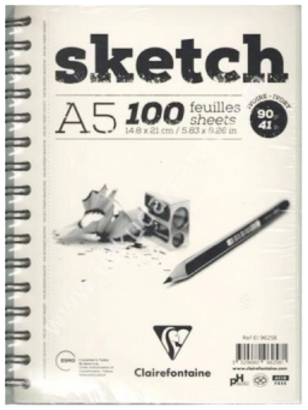 Clairefontaine Ivory Eskiz Blok 90 g A5 100 Yaprak Yandan Spiralli