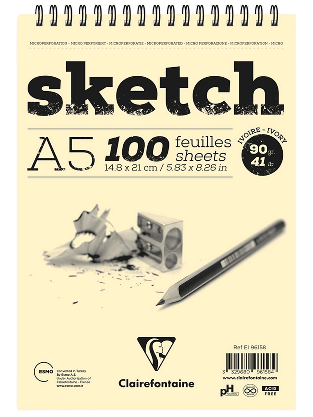 Clairefontaine Ivory Eskiz Blok 90 g A5 100 Yaprak Spiralli