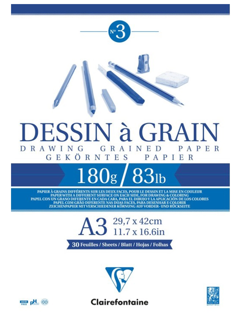 Clairefontaine Dessin A Grain Çizim Blok 180 g A3 30 Yaprak