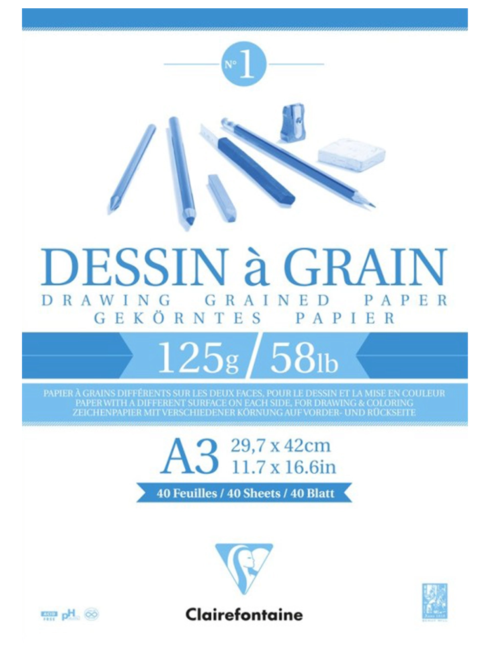 Clairefontaine Dessin A Grain Çizim Blok 125 g A3 40 Yaprak