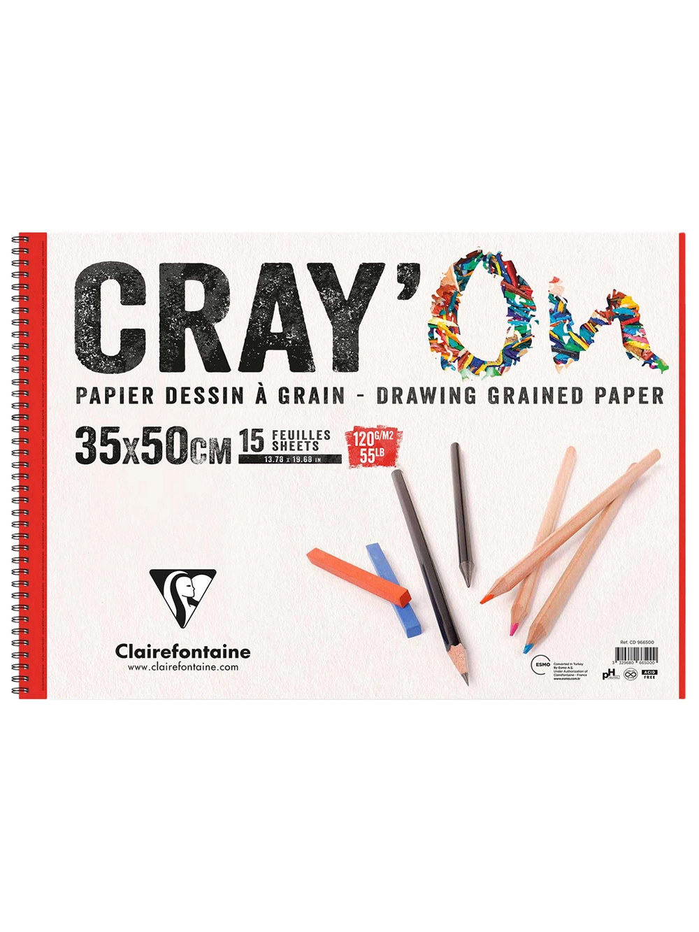 Clairefontaine Cray'On Çizim Blok 120 g 35x50 cm 15 Yaprak Spiralli