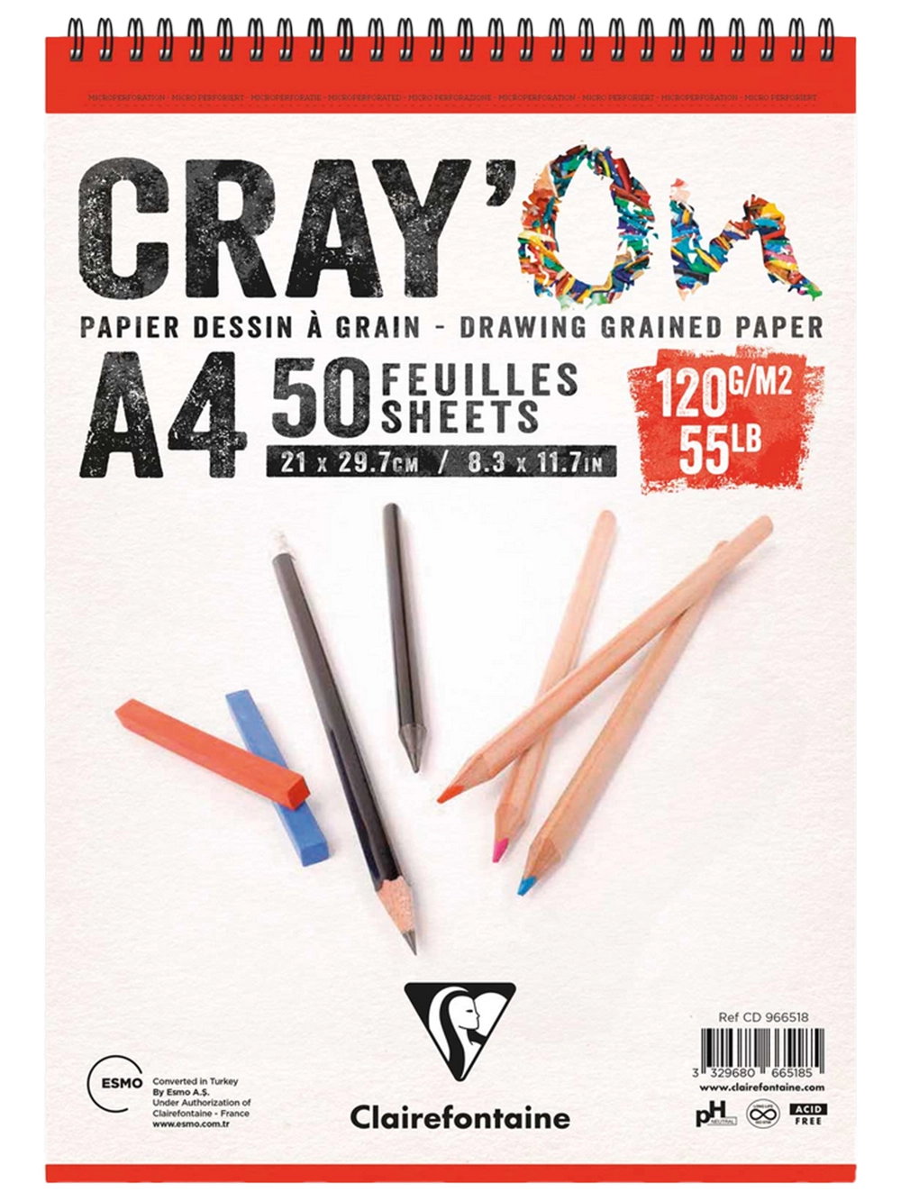 Clairefontaine Cray'On Çizim Blok 120 g A4 50 Yaprak Spiralli