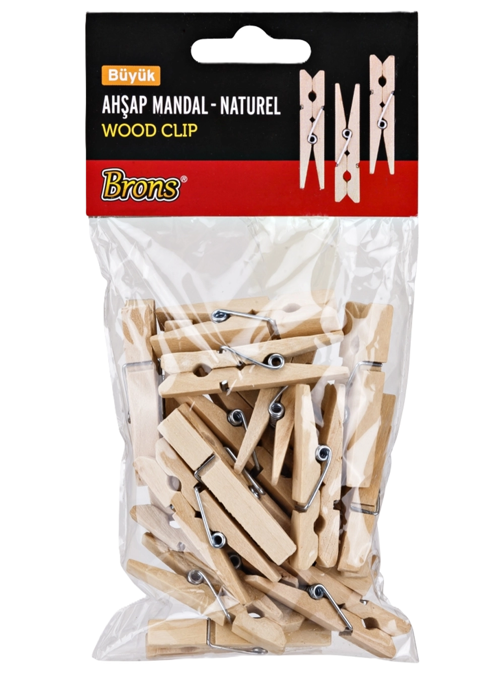 Brons Ahşap Mandal Büyük Natürel BR-907