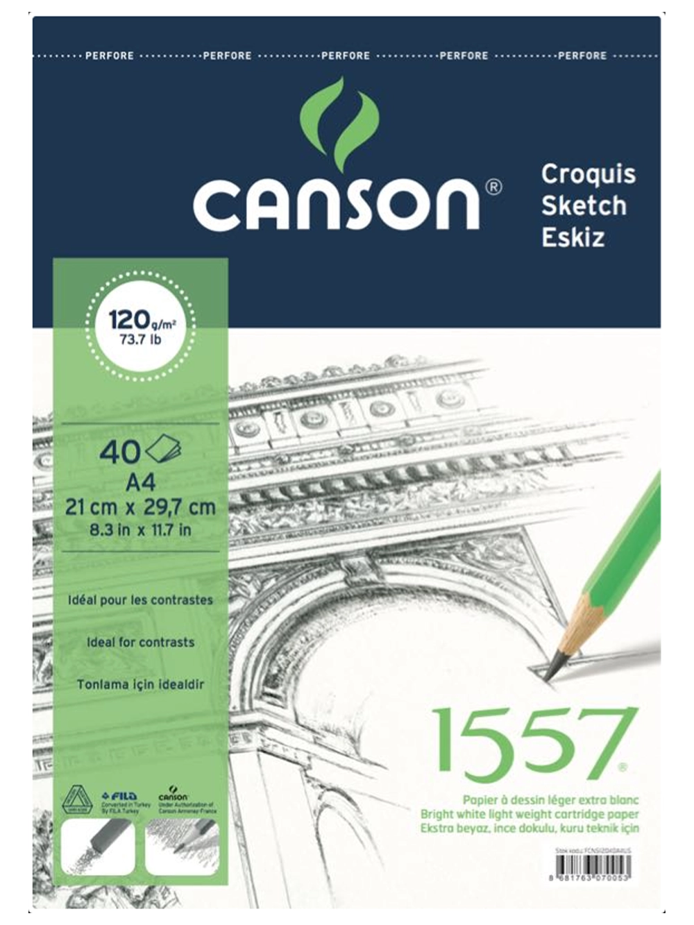 Canson 1557 Eskiz Blok 120 g A4 40 Yaprak Spiralli