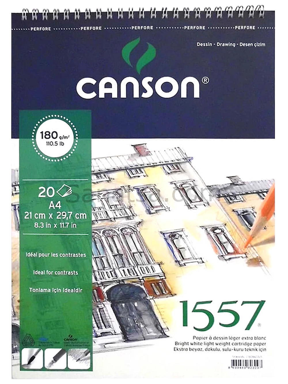 Canson 1557 Eskiz Blok 180 g A4 20 Yaprak Spiralli