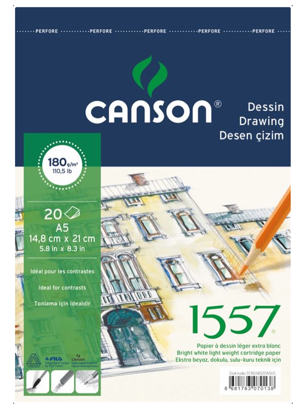 Canson 1557 Eskiz Blok 180 g A5 20 Yaprak
