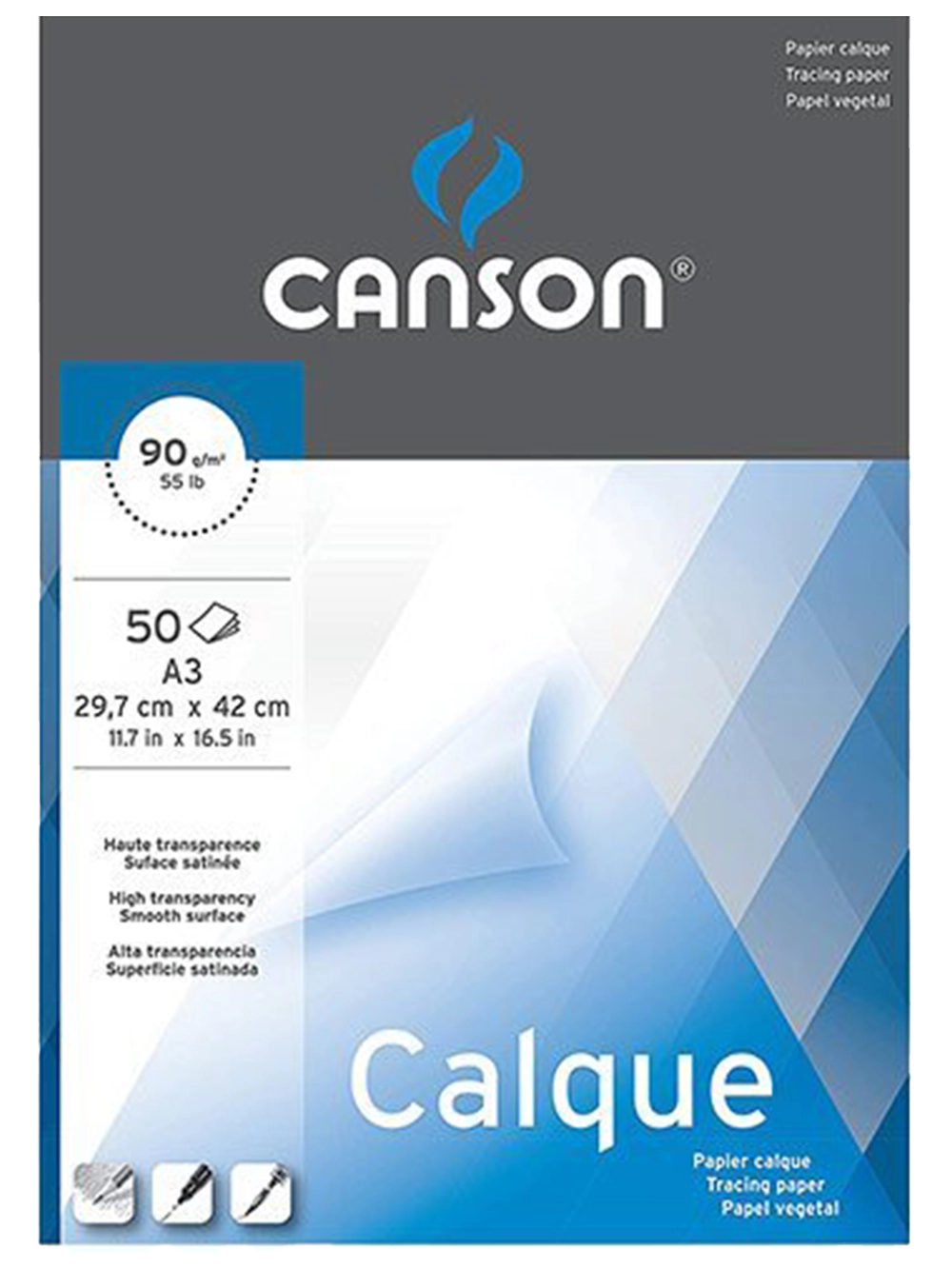 Canson Graphic Arts Calque Aydınger Blok 90 g A3 50 Yaprak