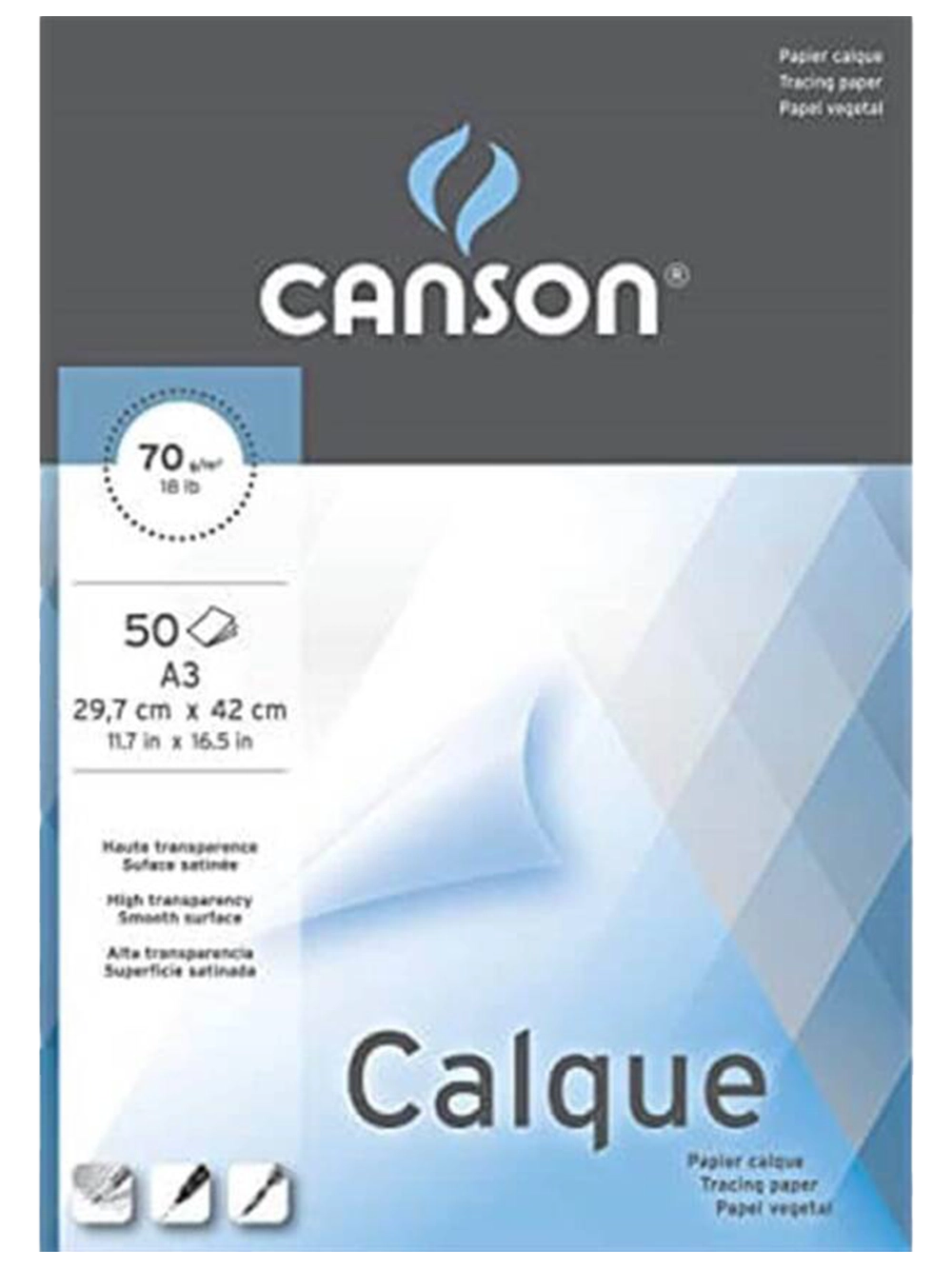 Canson Graphic Arts Calque Aydınger Blok 70 g A3 50 Yaprak