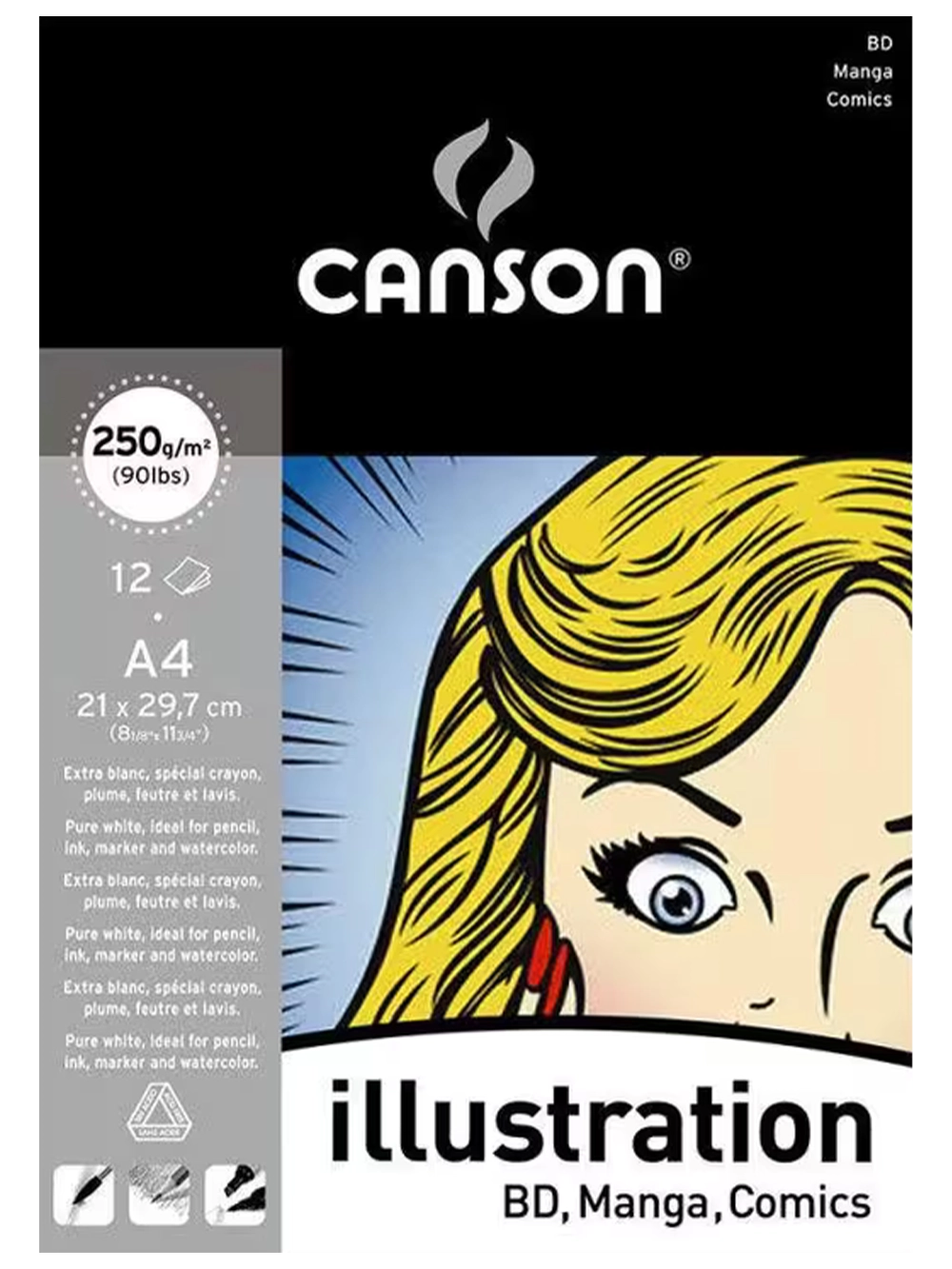 Canson İllüstrasyon Manga Blok 250 g A4 12 Yaprak