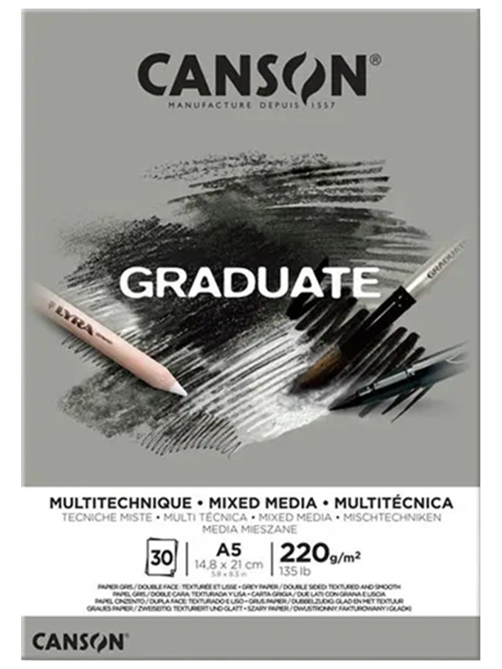 Canson Graduate Multi Teknik Gri Blok 220 g A5 30 Yaprak
