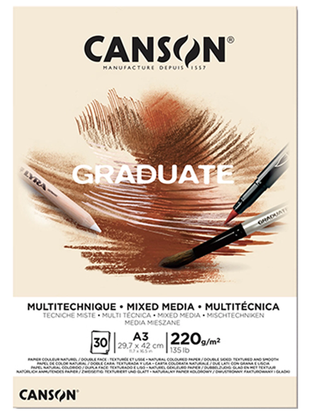 Canson Graduate Multi Teknik Natürel Blok 220 g A3 30 Yaprak
