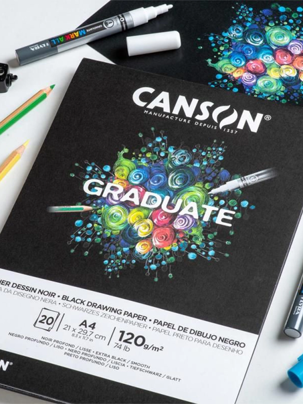 Canson Graduate Siyah Çizim Blok 120 g A3 20 Yaprak