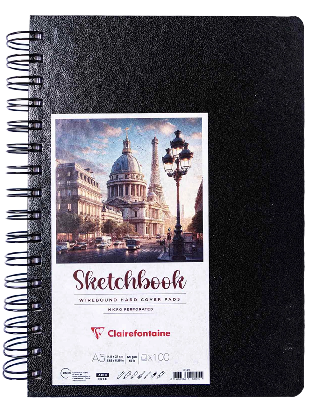 Clairefontaine Sketchbook 120 g A5 100 Yaprak Spiralli Sert Kapak