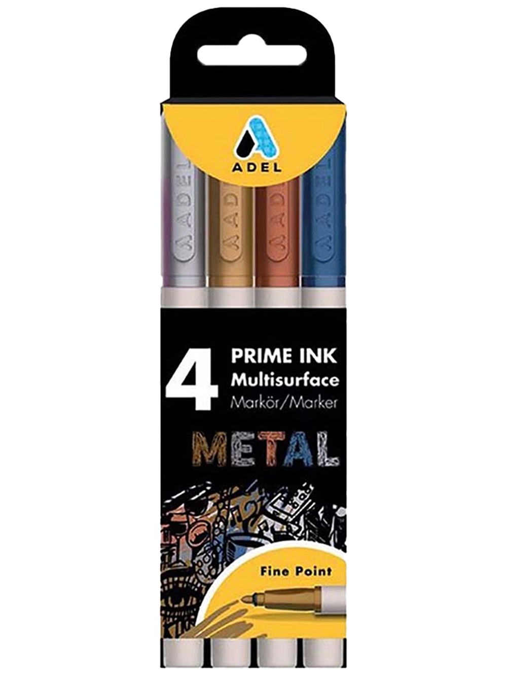 Adel Prime Ink Multisurface Marker 4 Metalik Renk