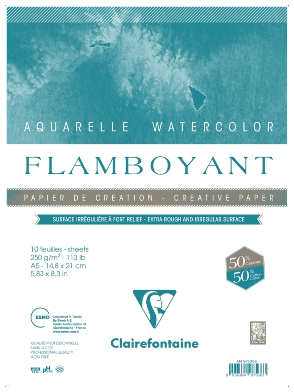 Clairefontaine Flamboyant Sulu Boya Blok 250 g A5 10 Yaprak Spiralli